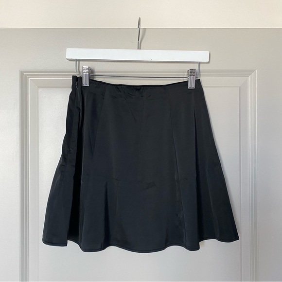 Abercrombie & Fitch Black Satin Flare Mini Skirt - Picture 3 of 6